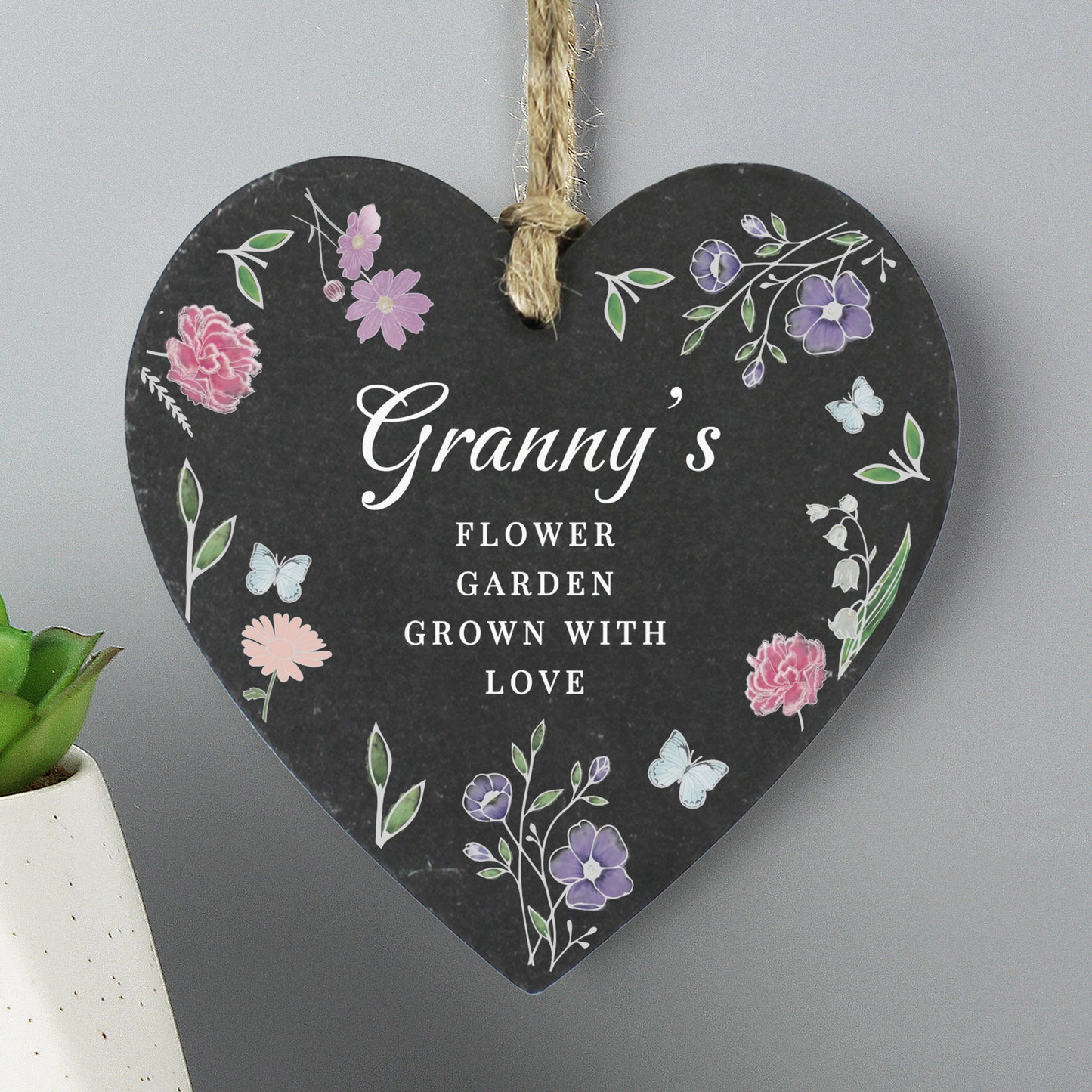 Personalised Wild Flowers Slate Heart from Heartfelt Gifts