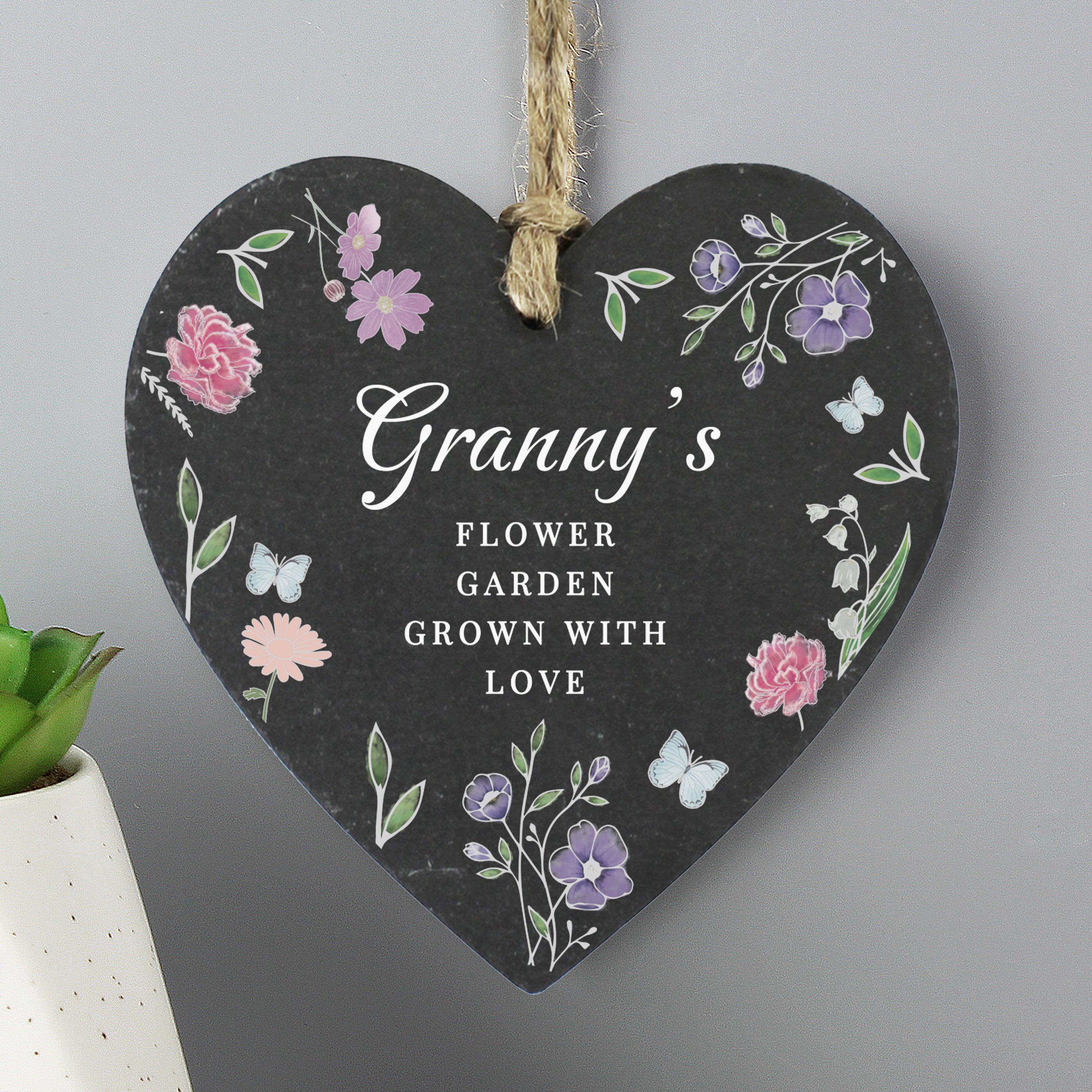 Personalised Wild Flowers Slate Heart from Heartfelt Gifts