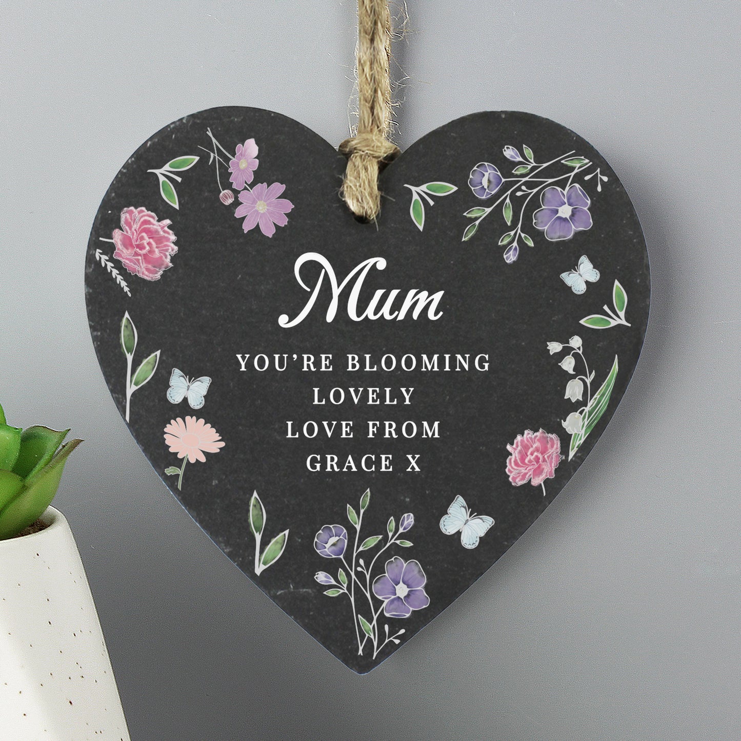 Personalised Wild Flowers Slate Heart - image 3