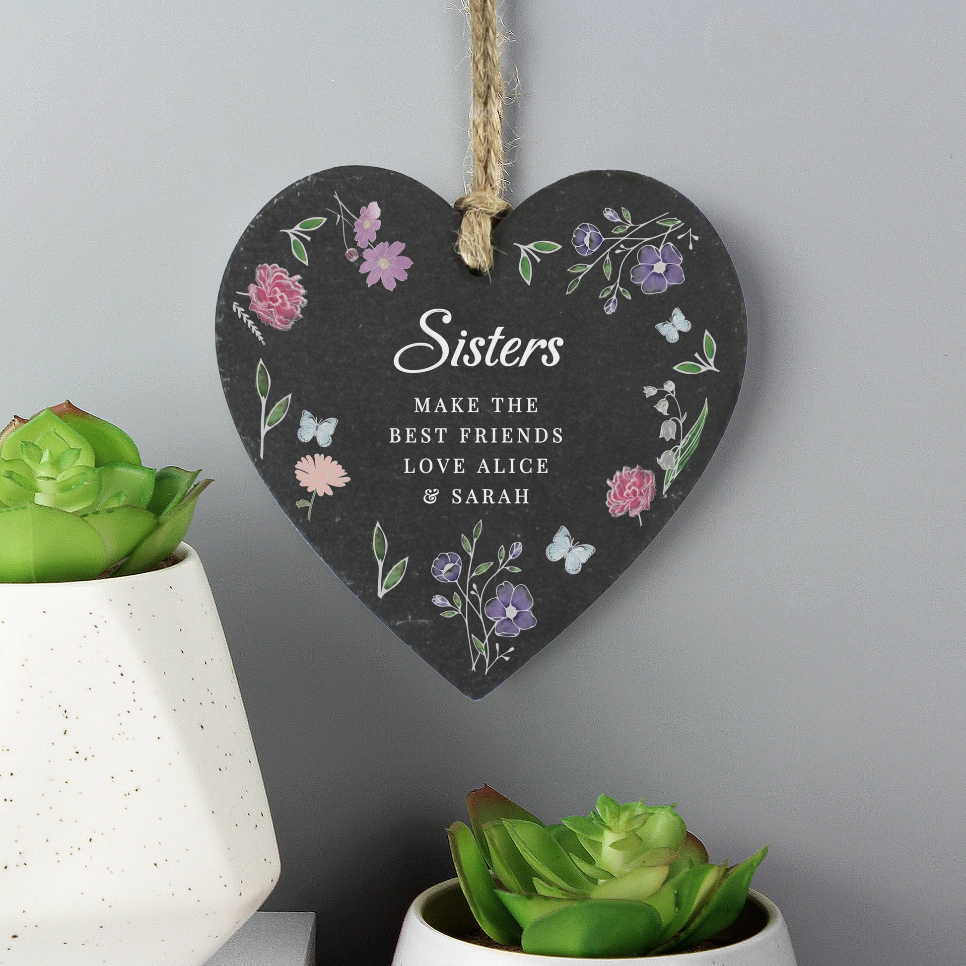 Personalised Wild Flowers Slate Heart - image 4