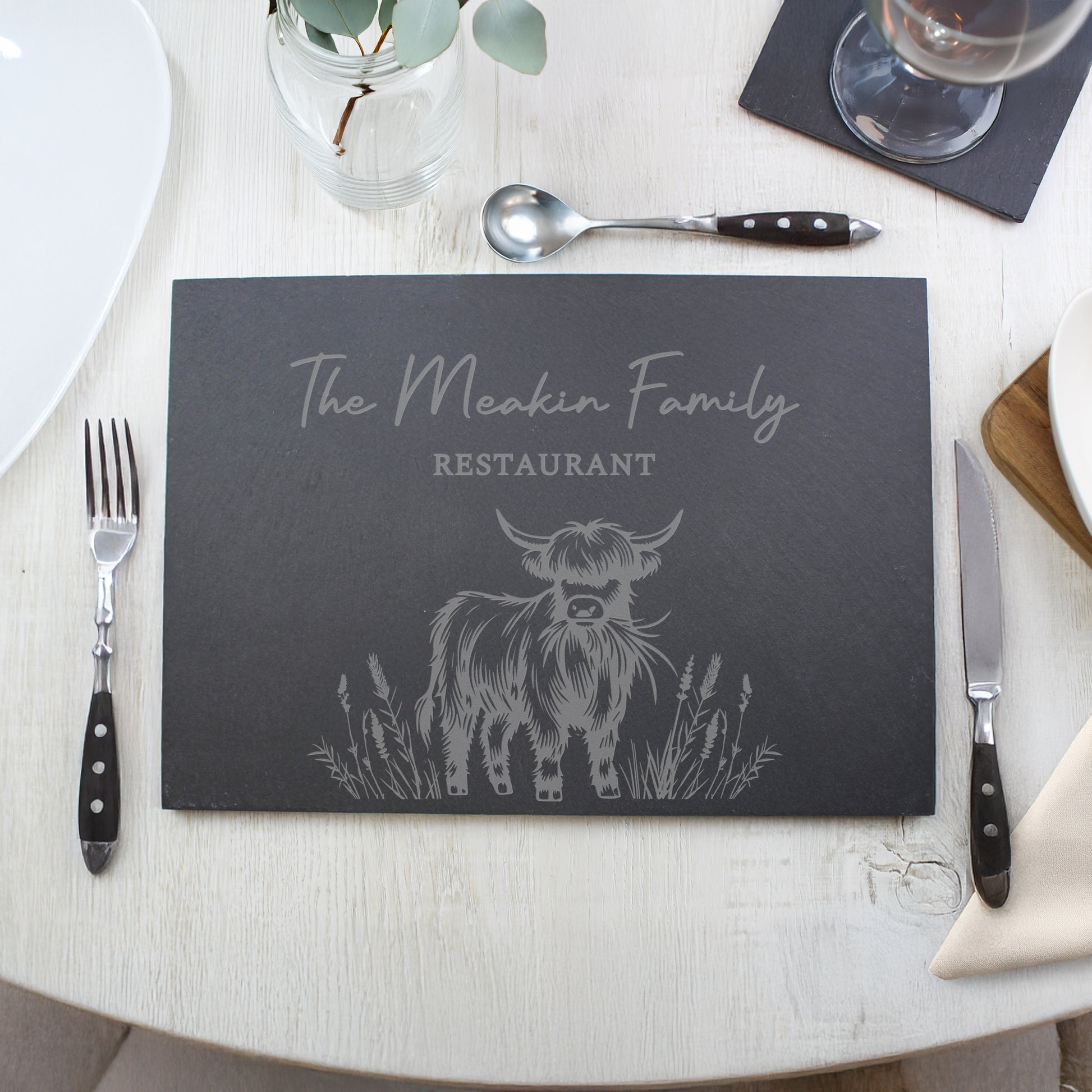 Personalised Highland Cow Slate Placemat - image 3