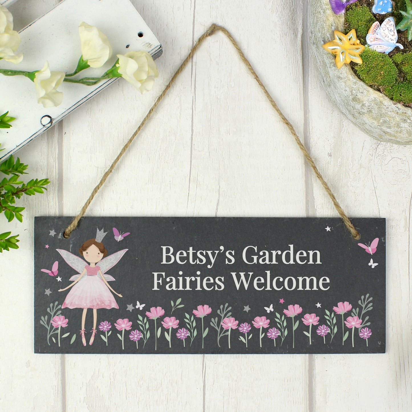 Personalised Fairy Princess Garden Slate Sign – Girls Hanging Garden Gift - image 2