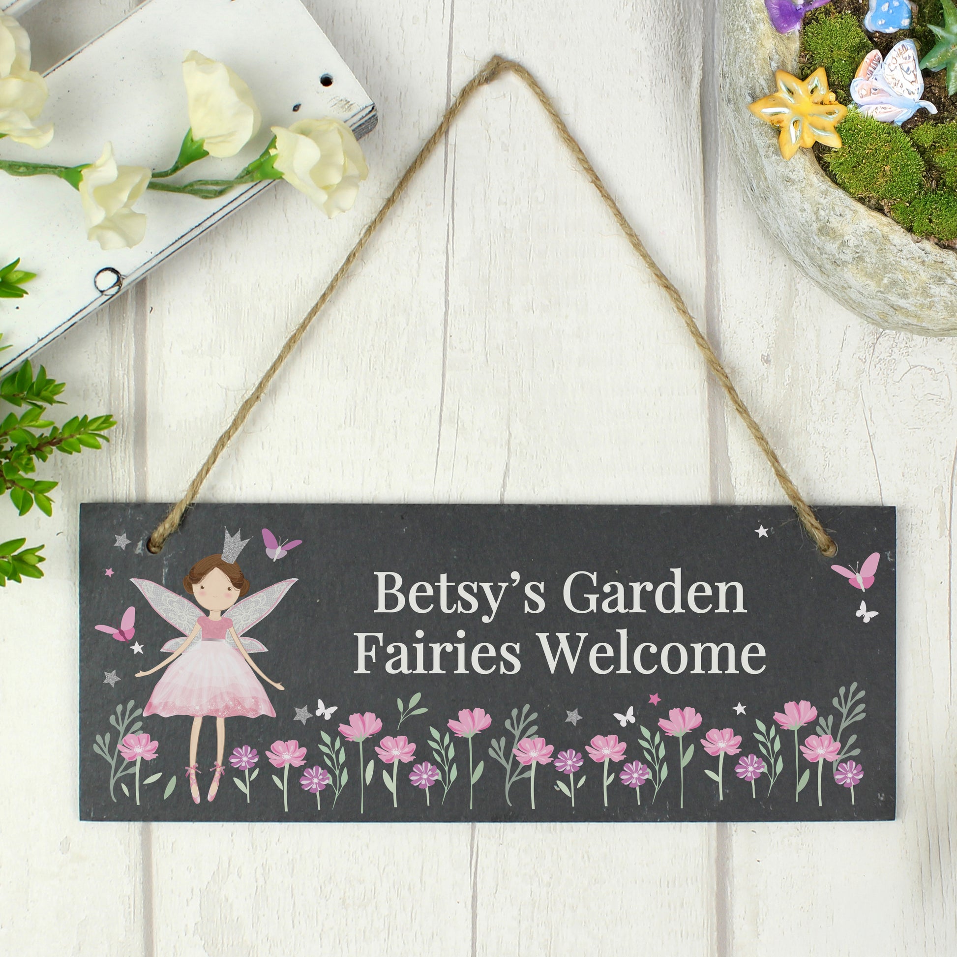 Personalised Fairy Princess Garden Slate Sign – Girls Hanging Garden Gift - image 2