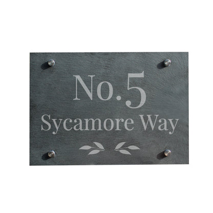 Personalised Leaf Slate House Sign – Housewarming New Home Garden Gift - image 4