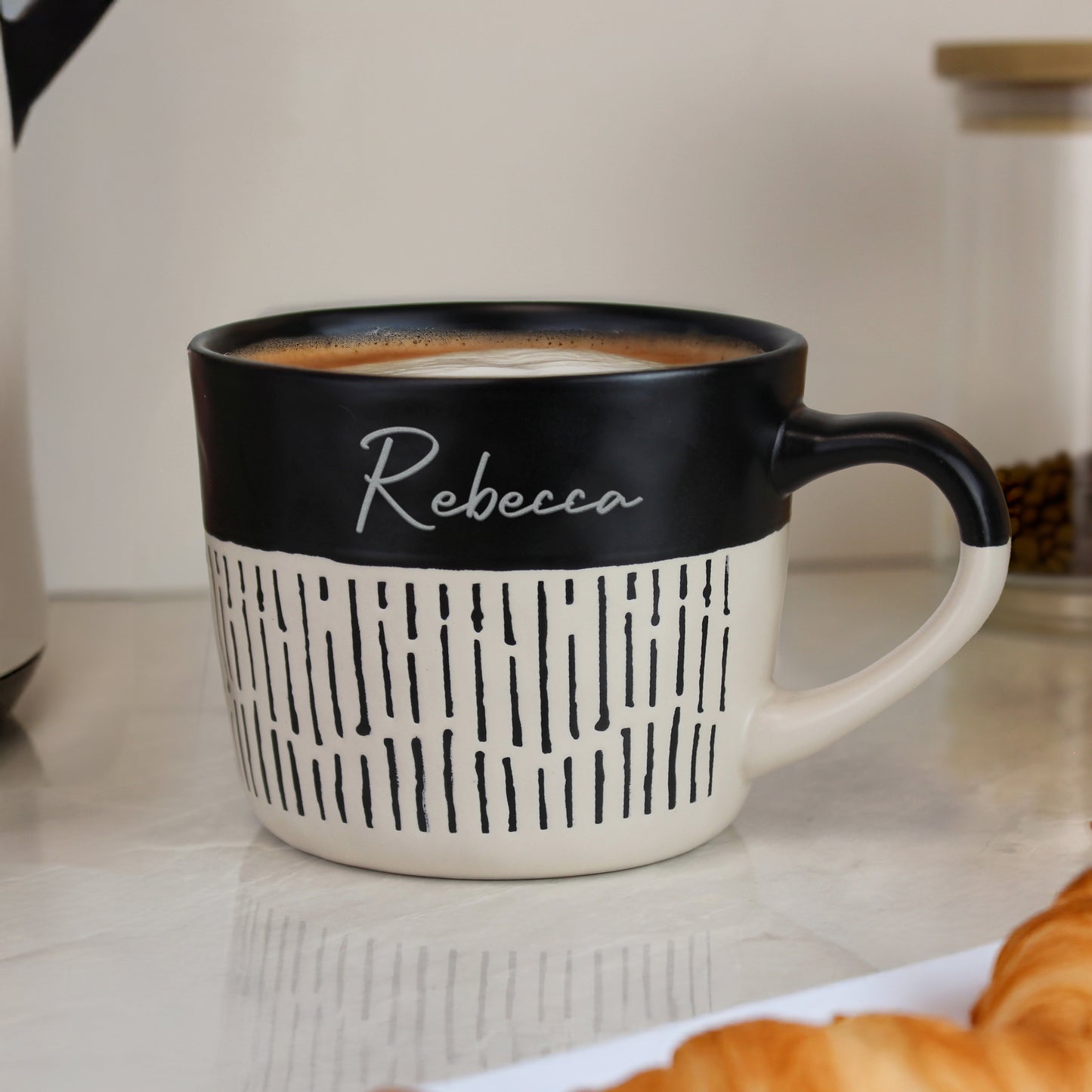 Personalised Black Dipped Dash Ceramic Mug – Birthday Christmas Gift