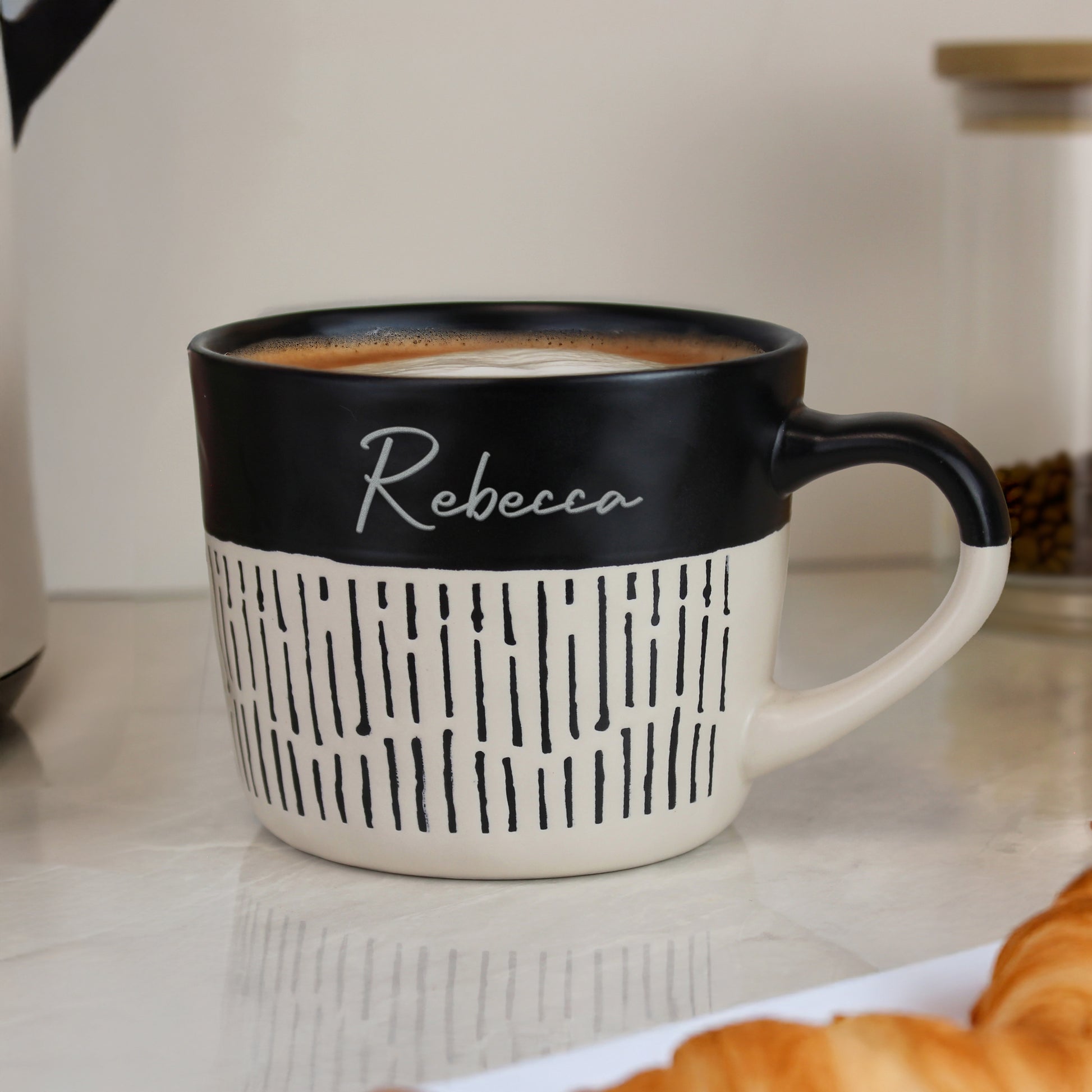 Personalised Black Dipped Dash Ceramic Mug – Birthday Christmas Gift
