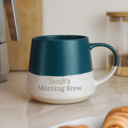 Personalised Blue Speckled Ceramic Mug – Birthday Christmas Gift