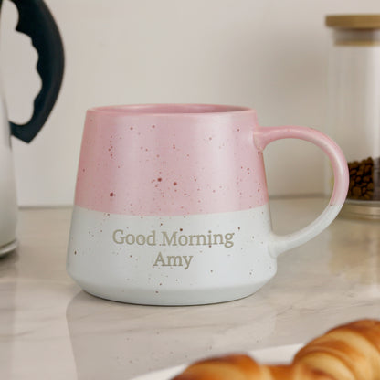 Personalised Pink Speckled Ceramic Mug – Birthday Mother's Day Gift