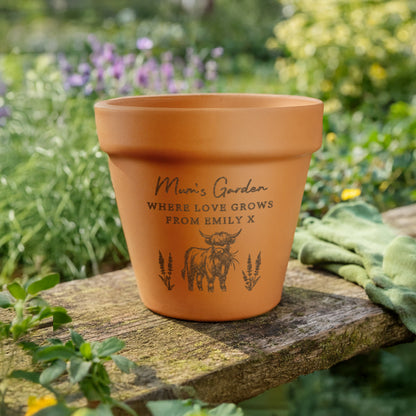 Personalised Highland Cow Terracotta Plant Pot - image 2