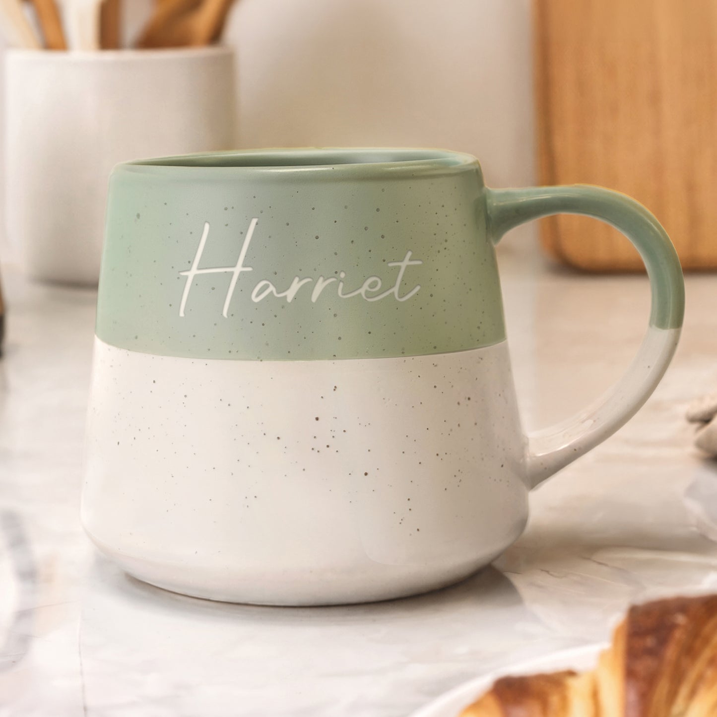 Personalised Name Green Speckled Ceramic Mug - image 3