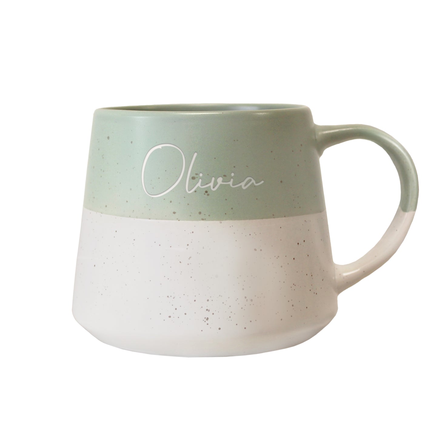 Personalised Name Green Speckled Ceramic Mug - image 4