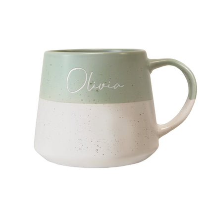 Personalised Name Green Speckled Ceramic Mug - image 4