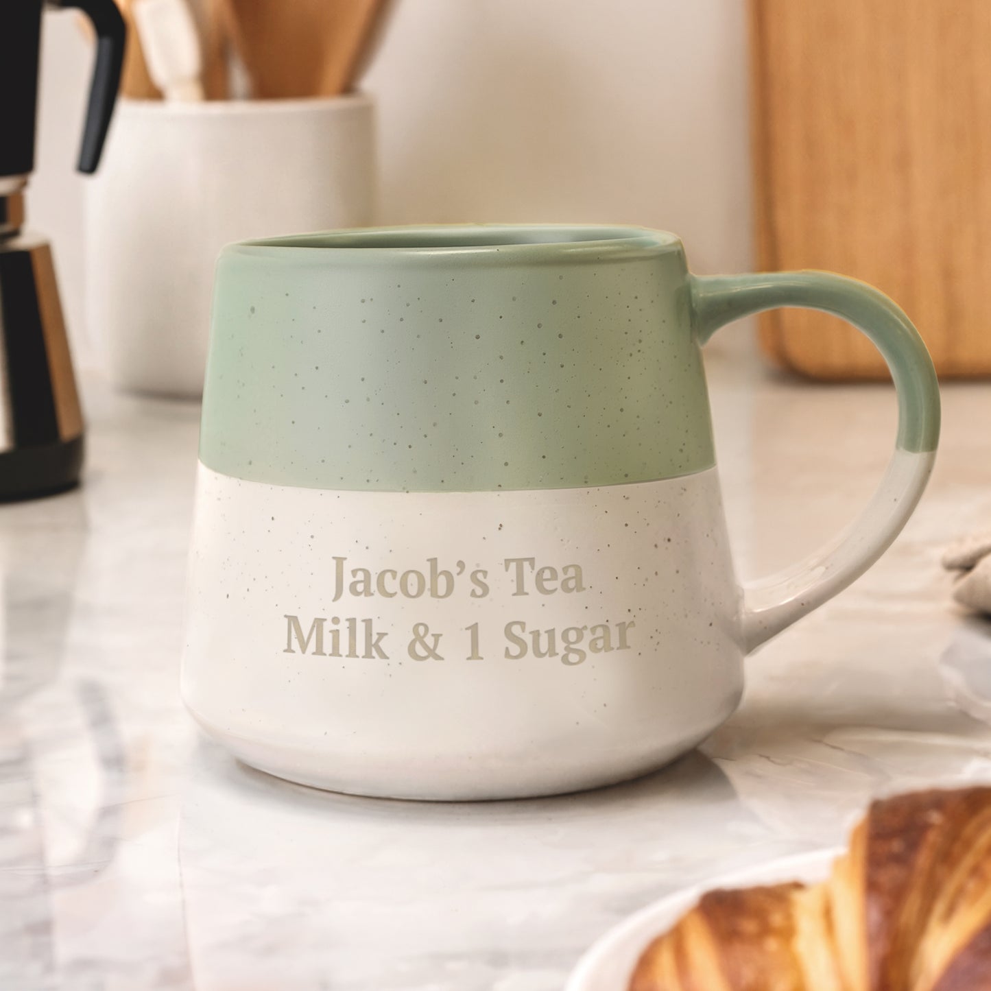 Personalised Green Speckled Ceramic Mug - image 3