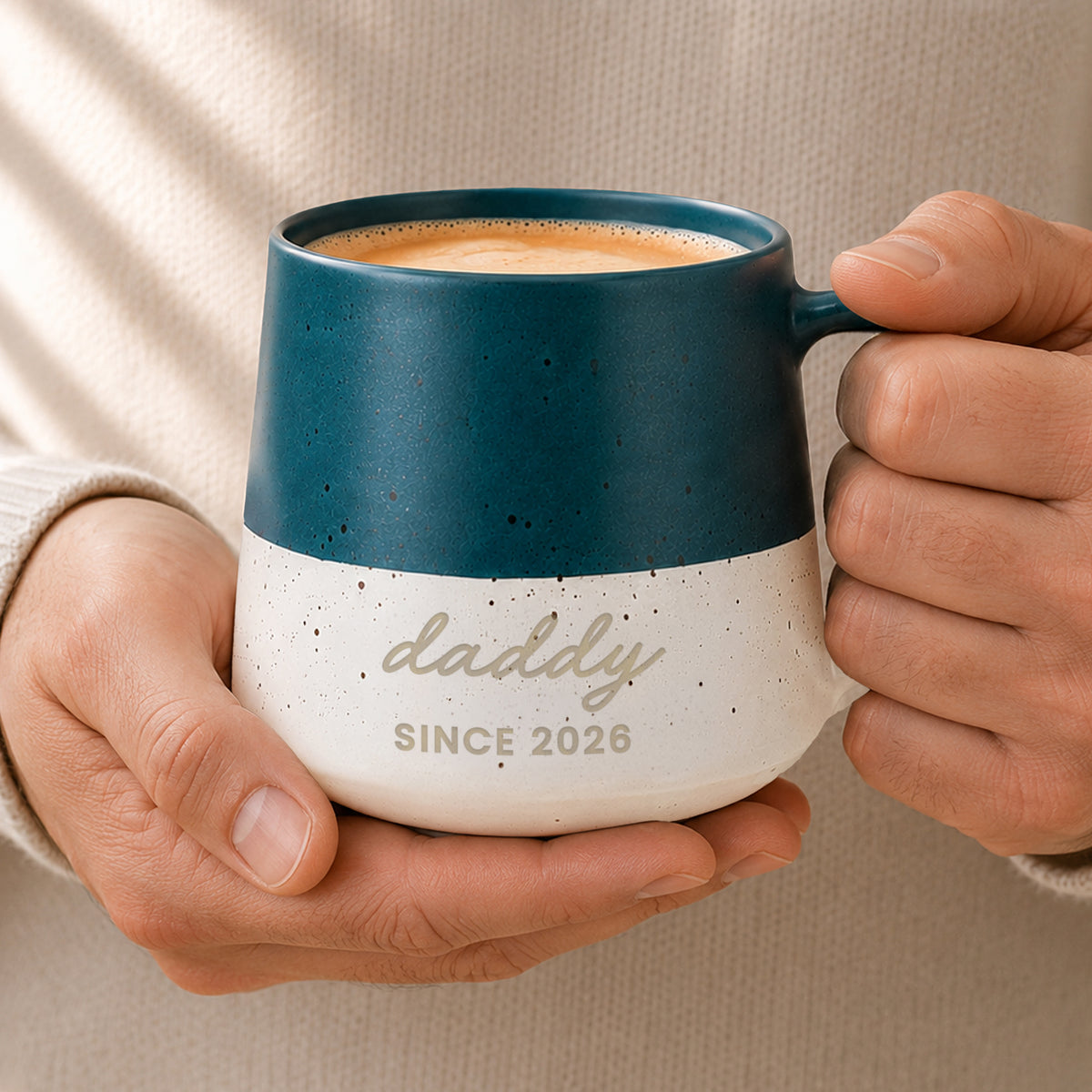 Personalised Message Blue Speckled Ceramic Mug from Heartfelt Gifts