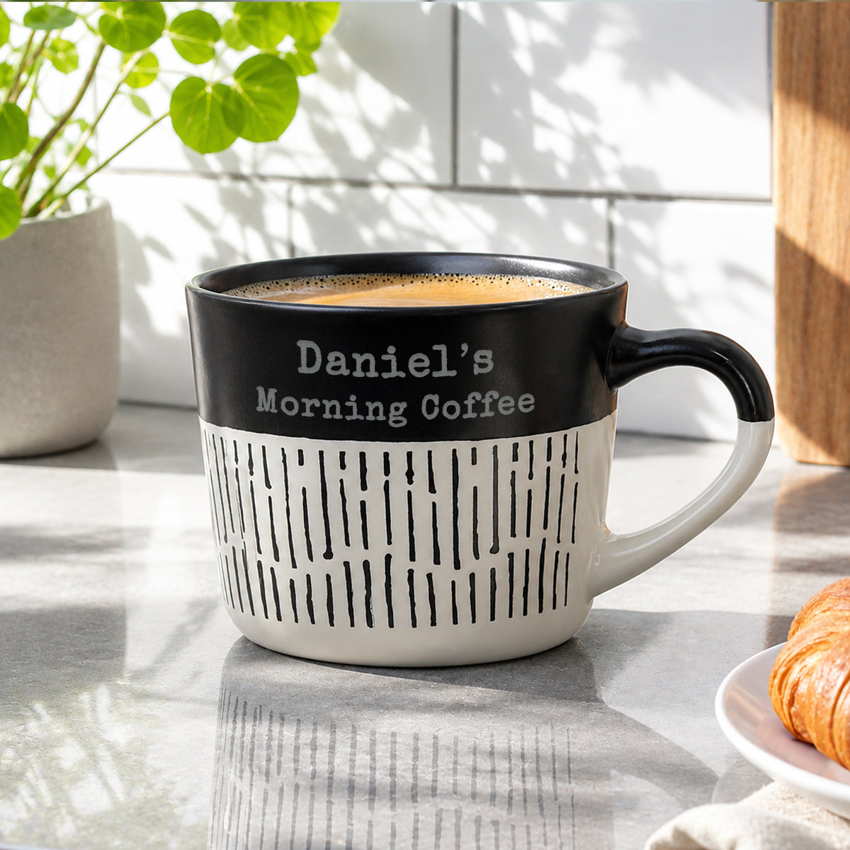 Personalised Message Black Dipped Dash Ceramic Mug from Heartfelt Gifts