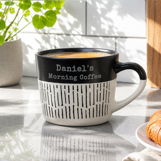 Personalised Message Black Dipped Dash Ceramic Mug from Heartfelt Gifts