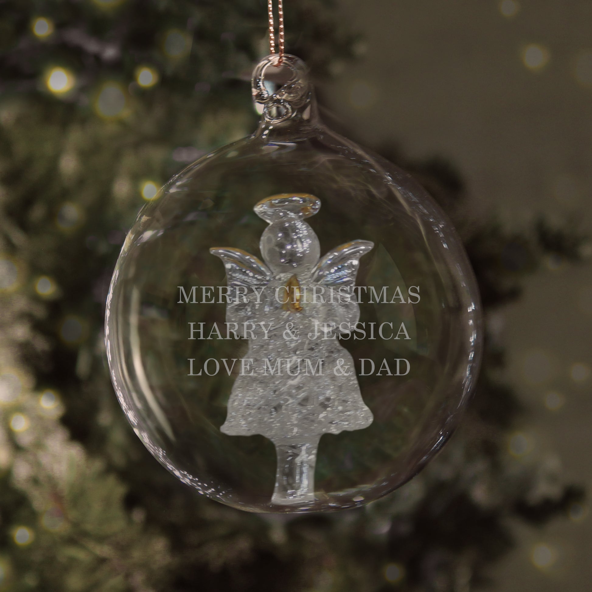 Personalised Glass Christmas Angel Bauble from Heartfelt Gifts