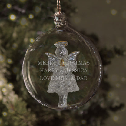 Personalised Glass Christmas Angel Bauble from Heartfelt Gifts