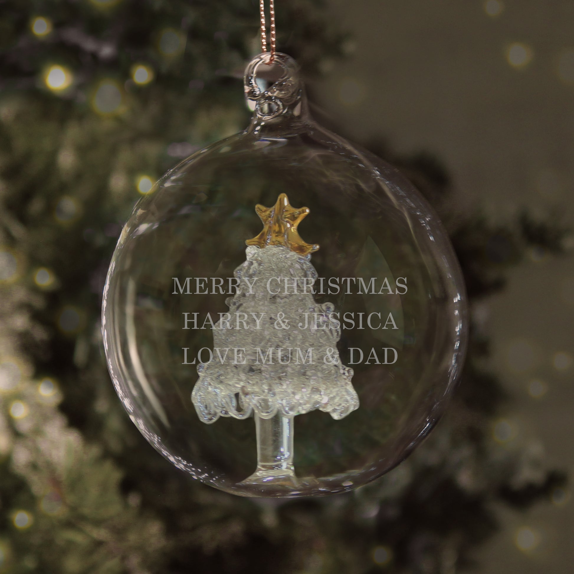Personalised Glass Christmas Tree Bauble from Heartfelt Gifts