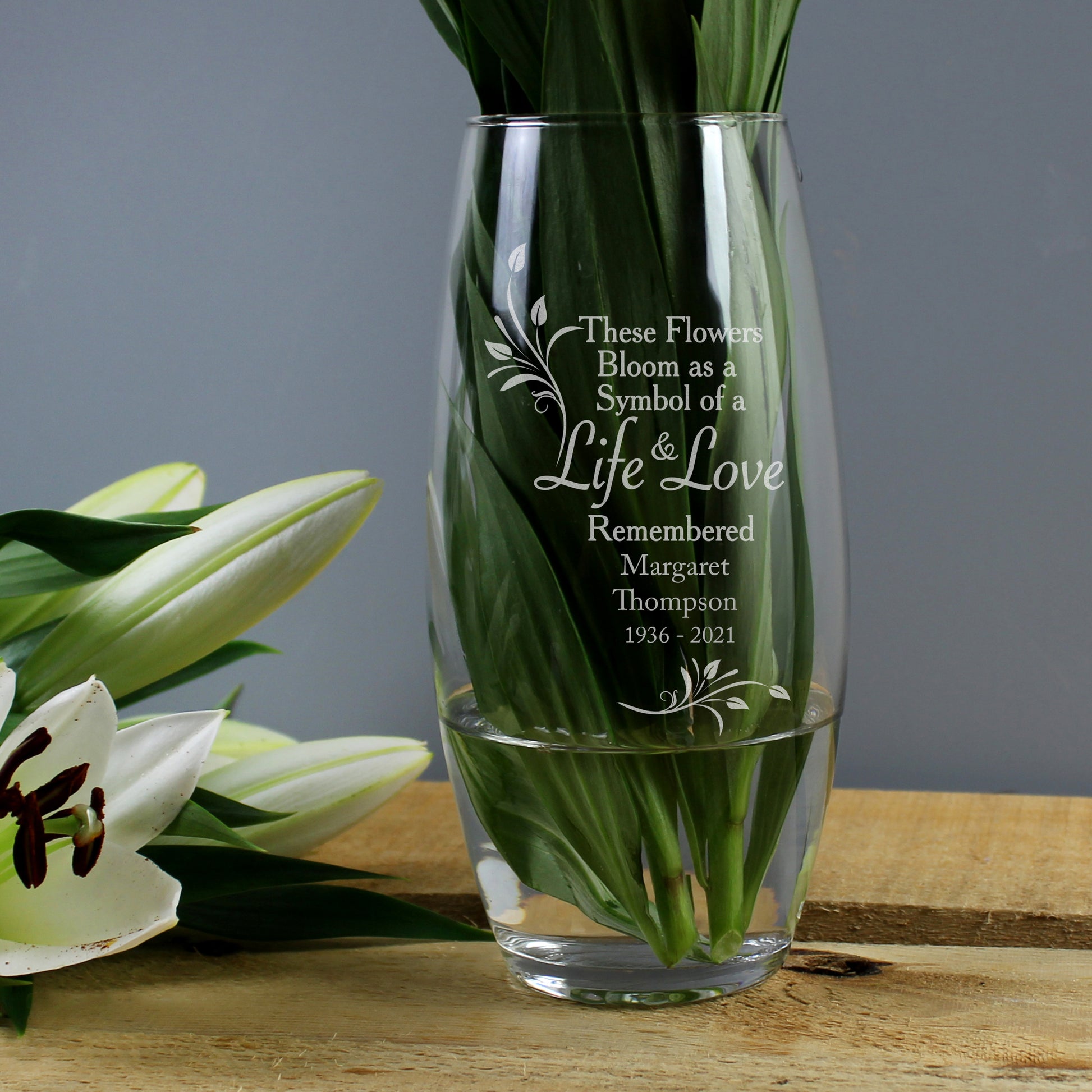 Personalised Life & Love Memorial Vase from Heartfelt Gifts
