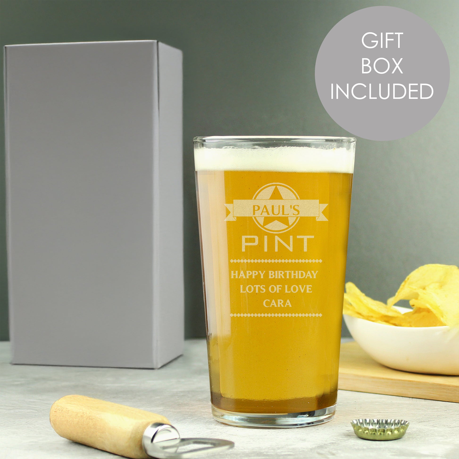 Personalised Diamond Pint Glass from Heartfelt Gifts