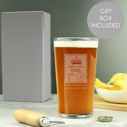 Personalised 1st Class Pint Glass from Heartfelt Gifts