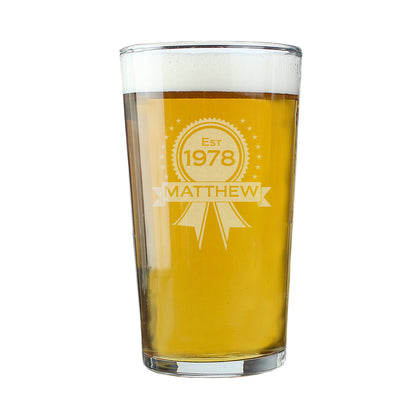 Personalised Established Rosette Pint Glass - image 2