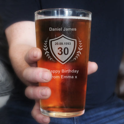 Personalised Age Crest Pint Glass - image 2