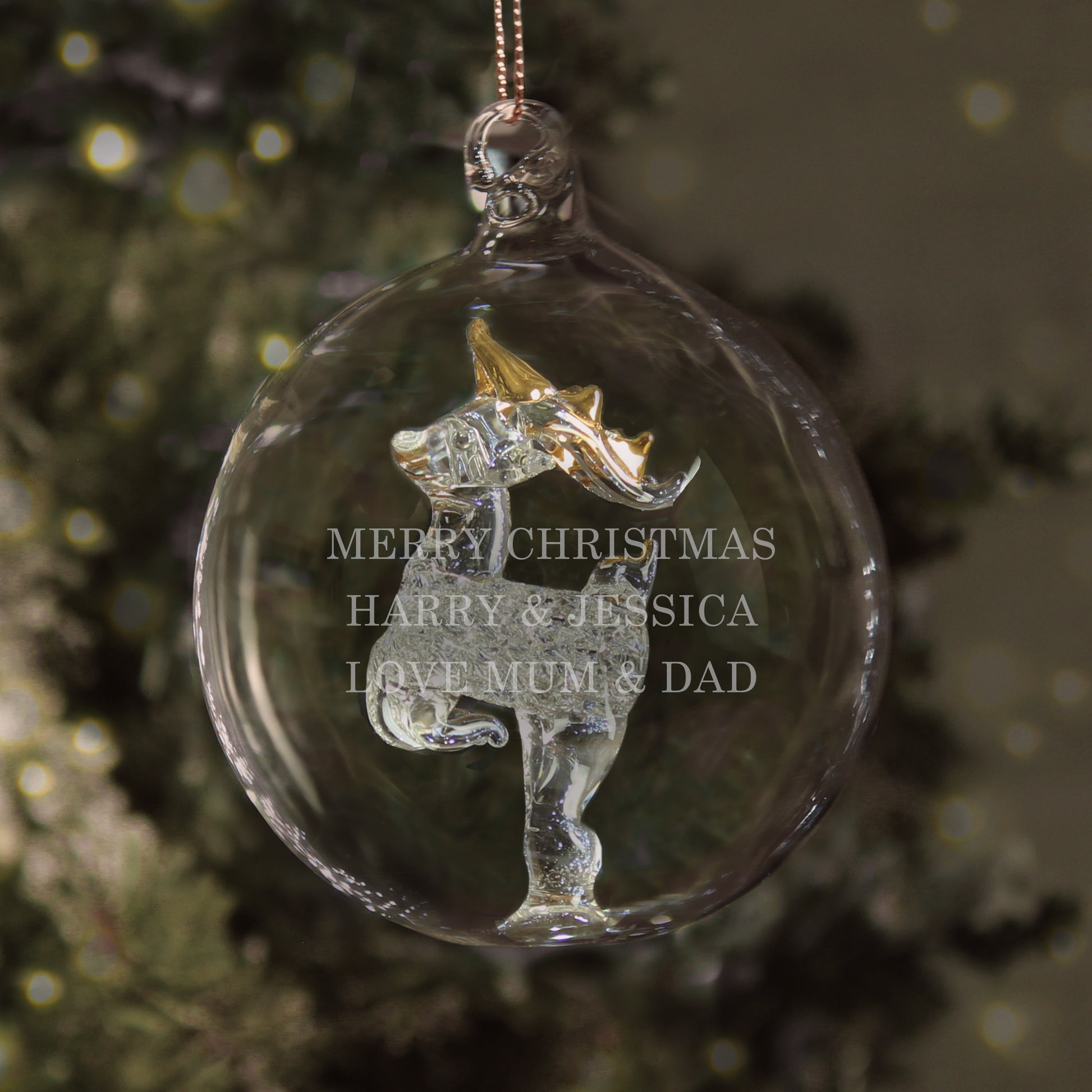 Personalised Glass Reindeer Bauble - image 2