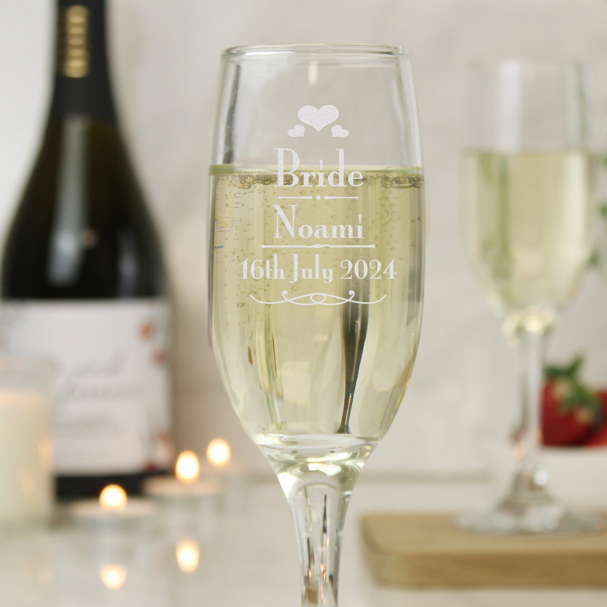Personalised Decorative Wedding Bride Glass Flute - image 4