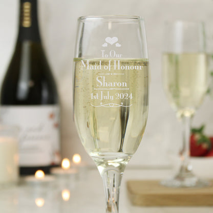Personalised Decorative Wedding Maid of Honour Glass Flute - image 4