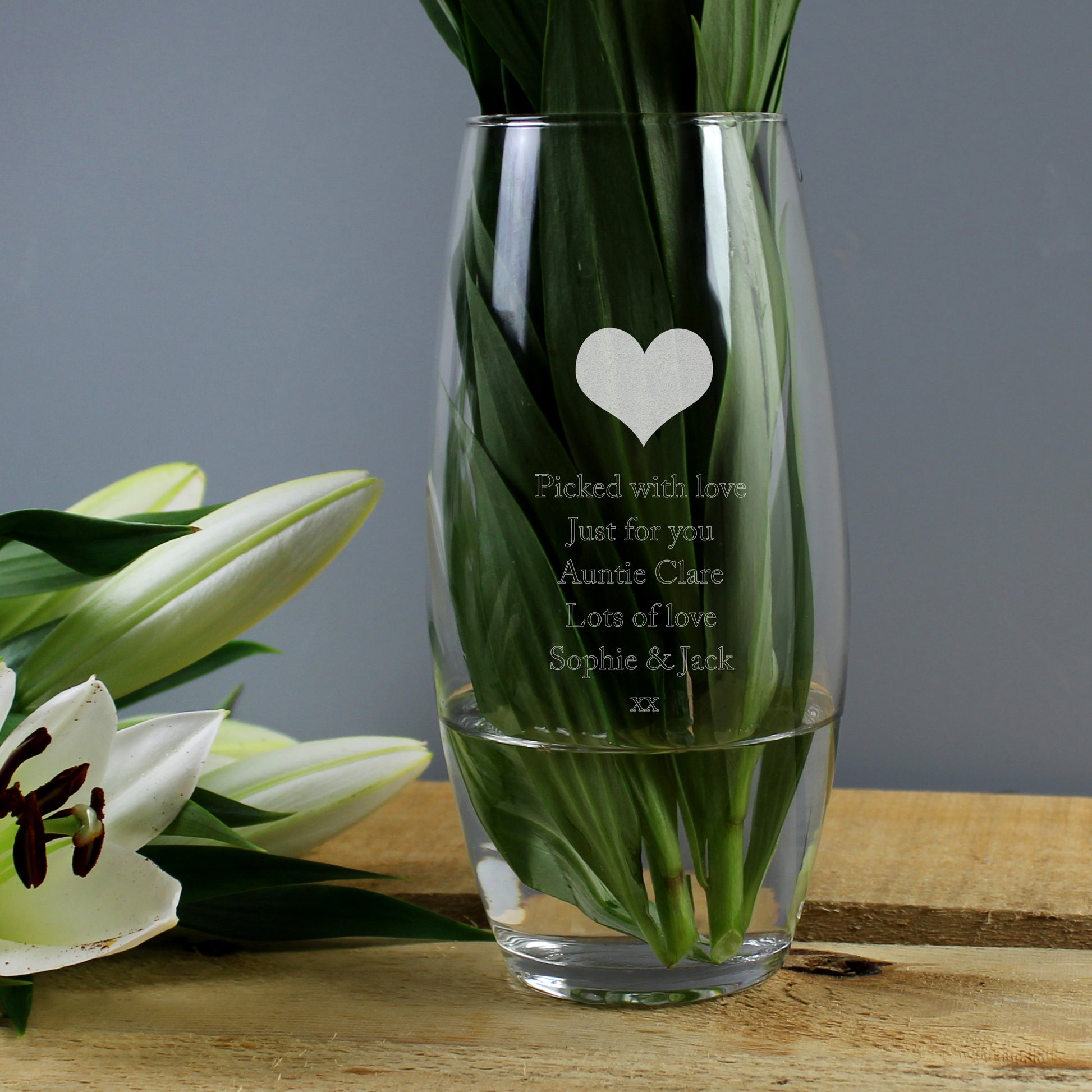 Personalised Heart Bullet Vase from Heartfelt Gifts