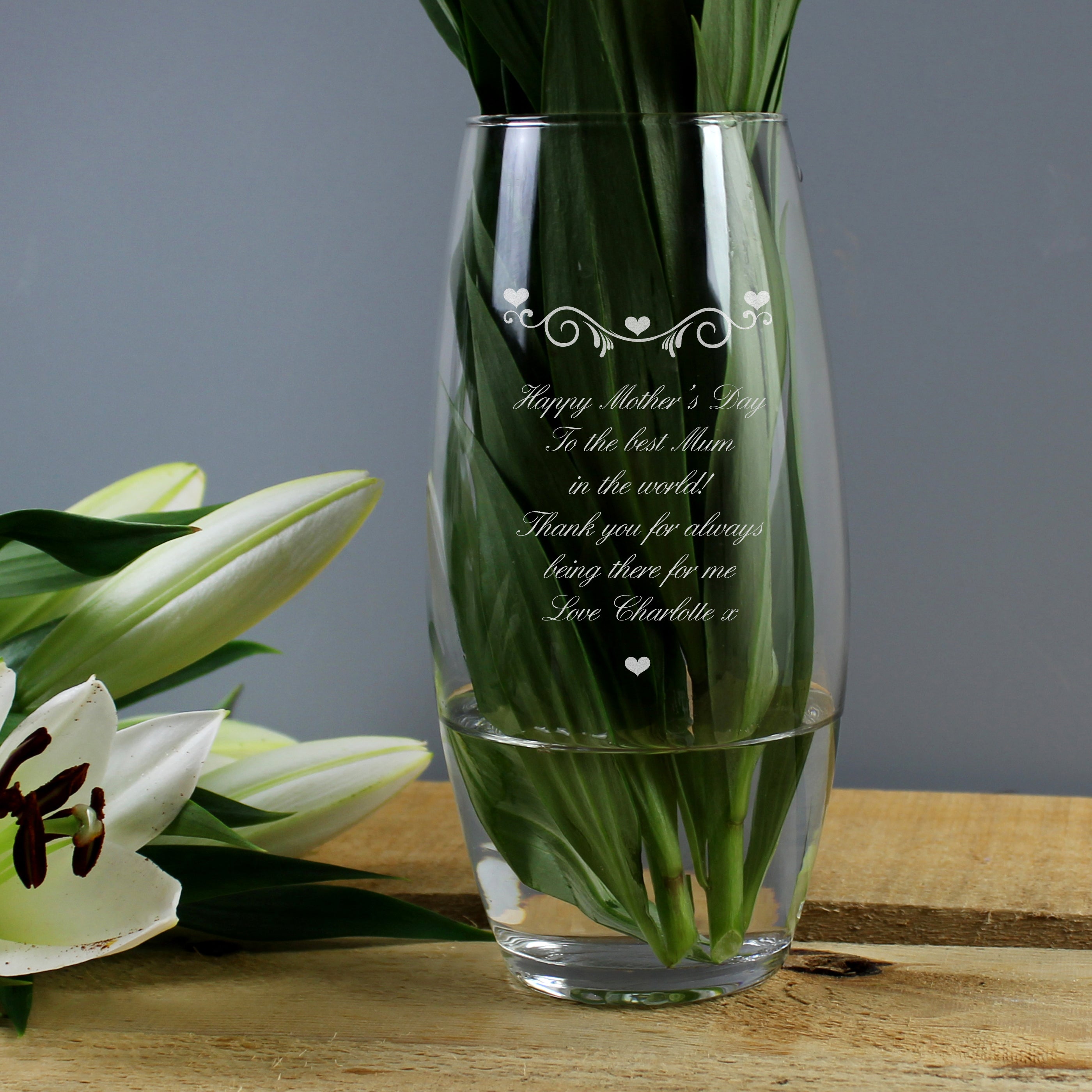 Personalised Hearts & Swirls Bullet Vase from Heartfelt Gifts