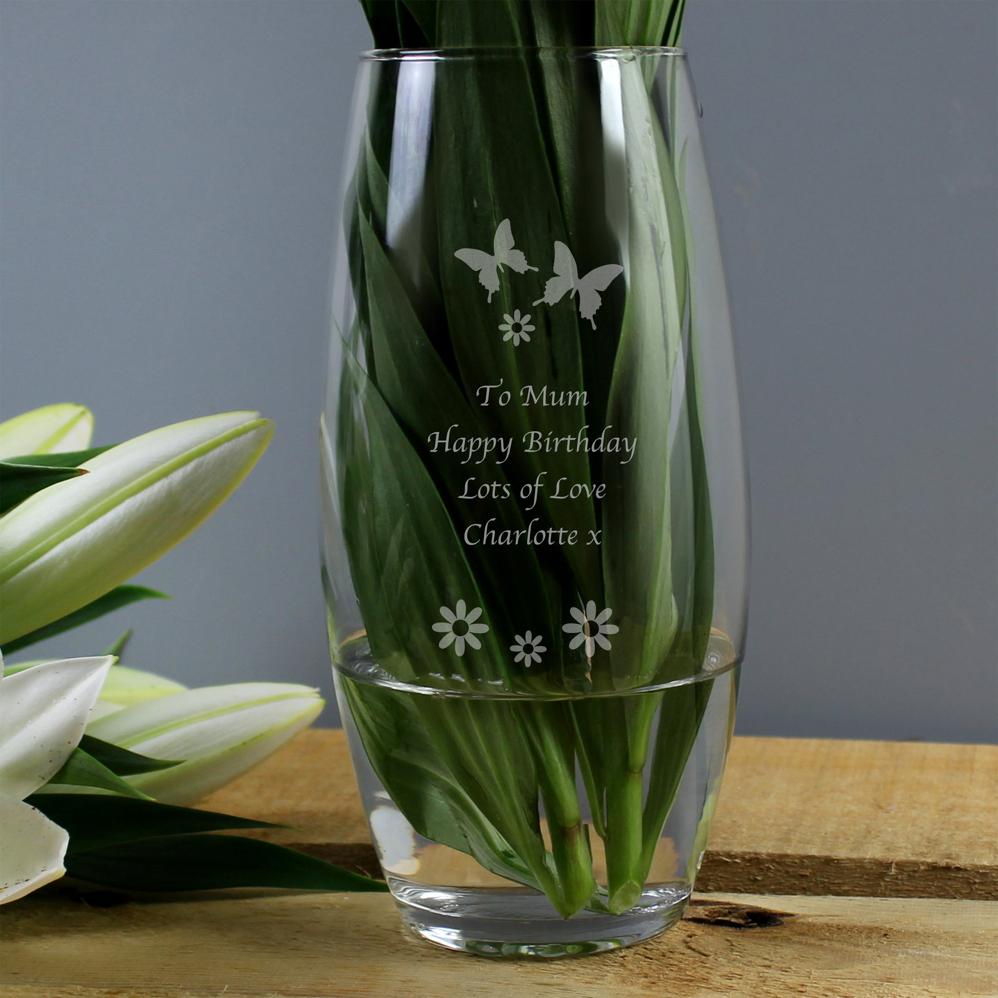 Personalised Butterflies and Flowers Bullet Vase - image 3