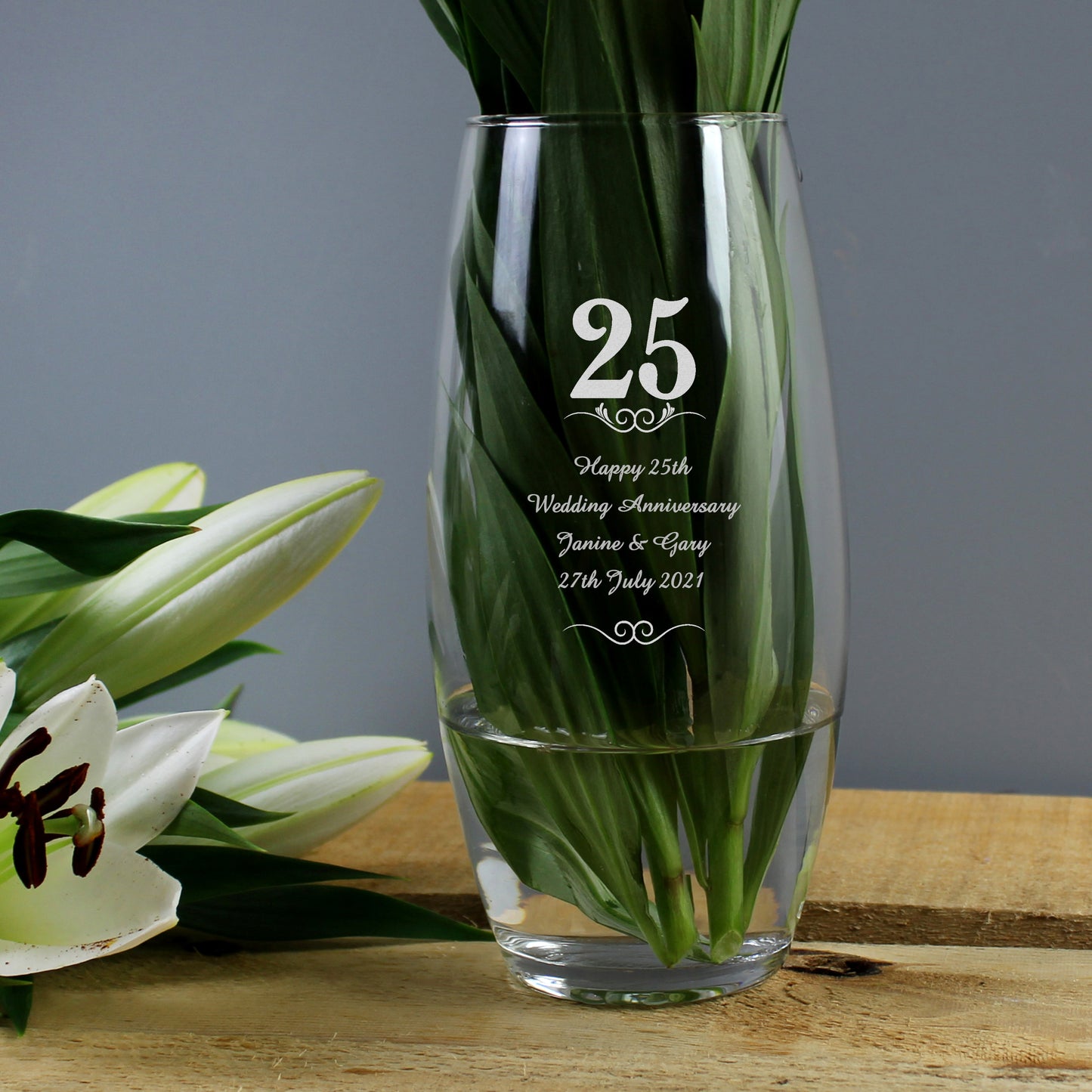 Personalised 25 Years Bullet Vase from Heartfelt Gifts