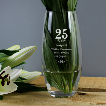 Personalised 25 Years Bullet Vase from Heartfelt Gifts