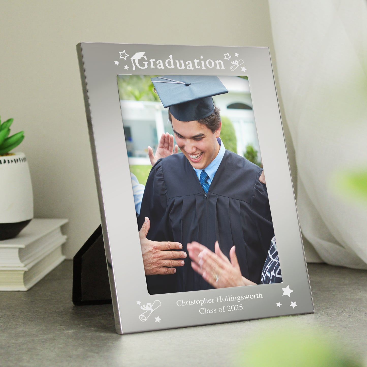 Personalised Graduation Confetti 5x7 Silver Photo Frame from Heartfelt Gifts