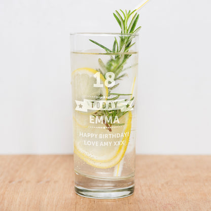 Personalised Birthday Star Hi Ball Glass - image 2
