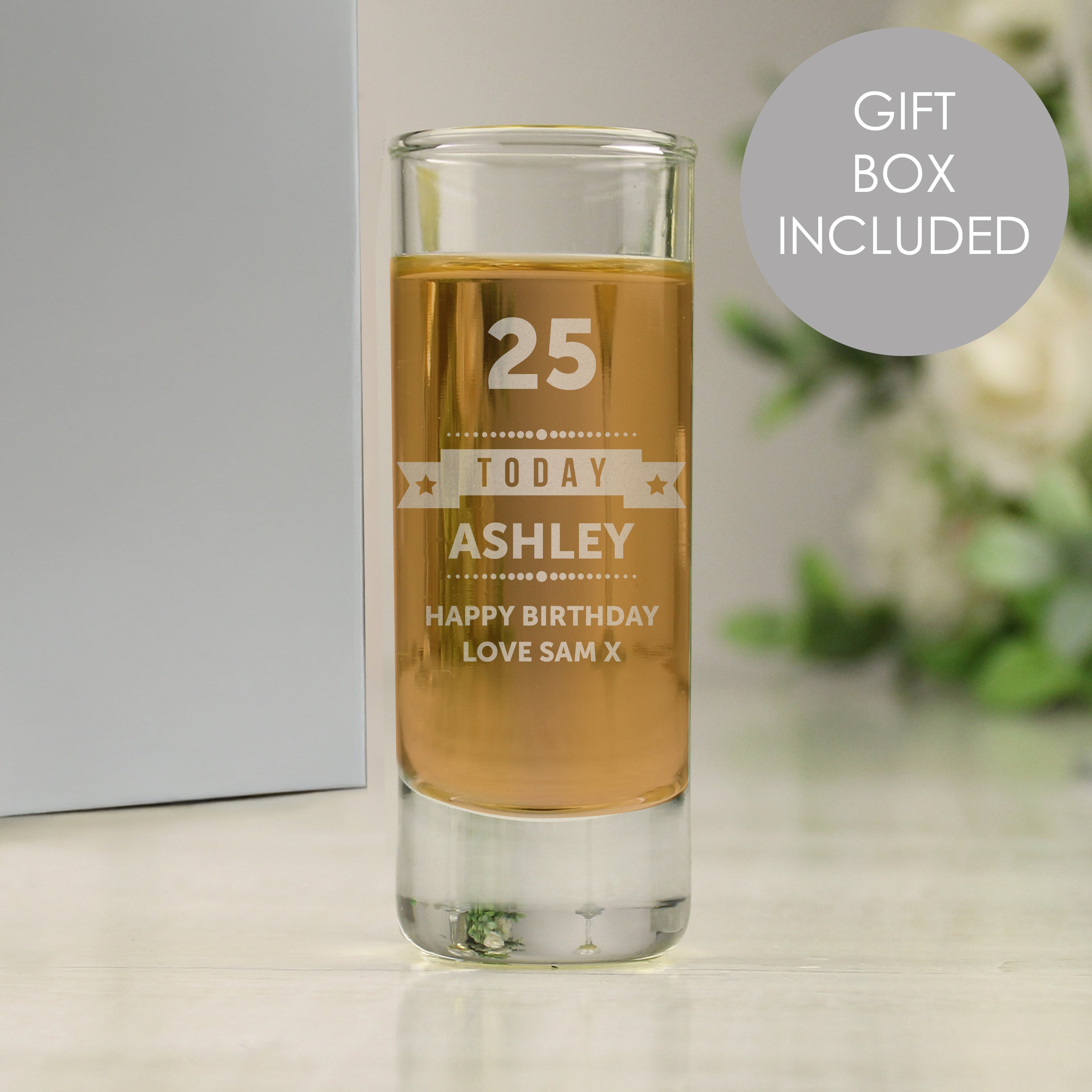 Personalised Birthday Star Shot Glass from Heartfelt Gifts