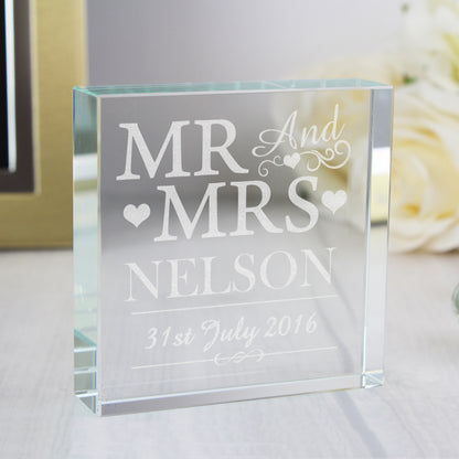 Personalised Mr & Mrs Crystal Token from Heartfelt Gifts