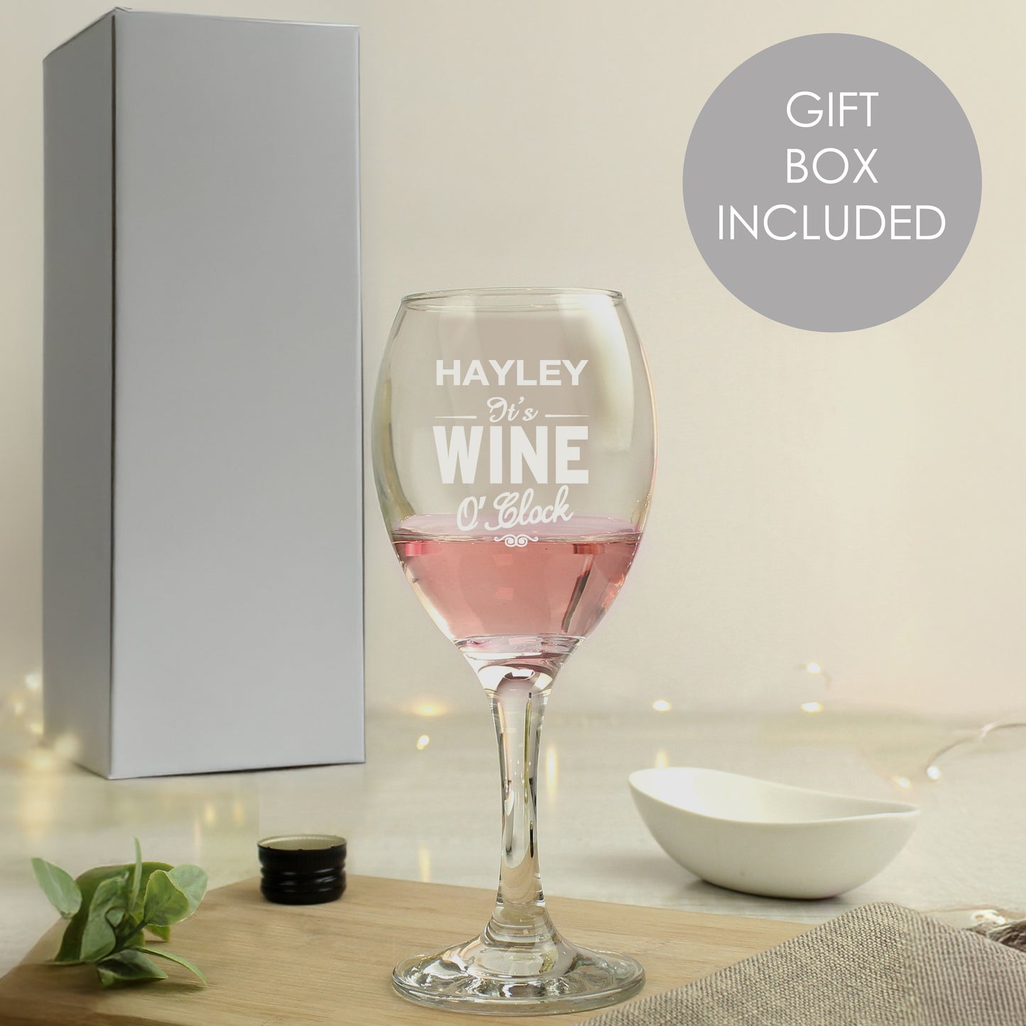 Personalised Wine O'Clock Engraved Wine Glass from Heartfelt Gifts
