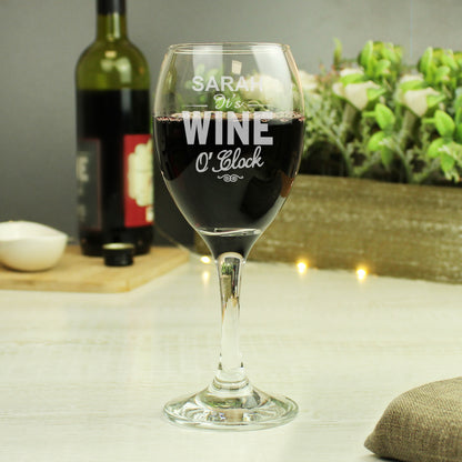Personalised Wine O'Clock Engraved Wine Glass - image 3