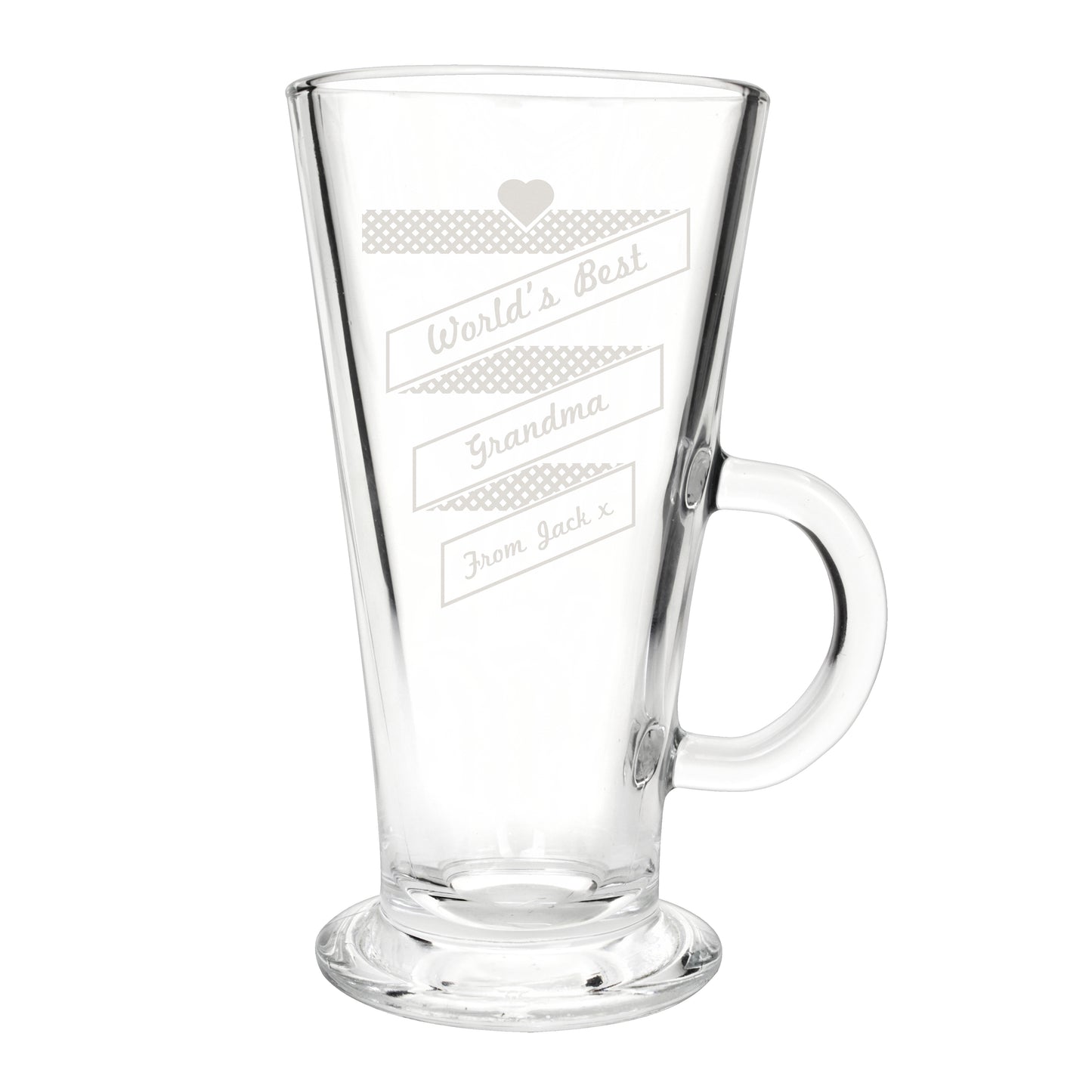 Personalised Heart Banner Latte Glass - image 2