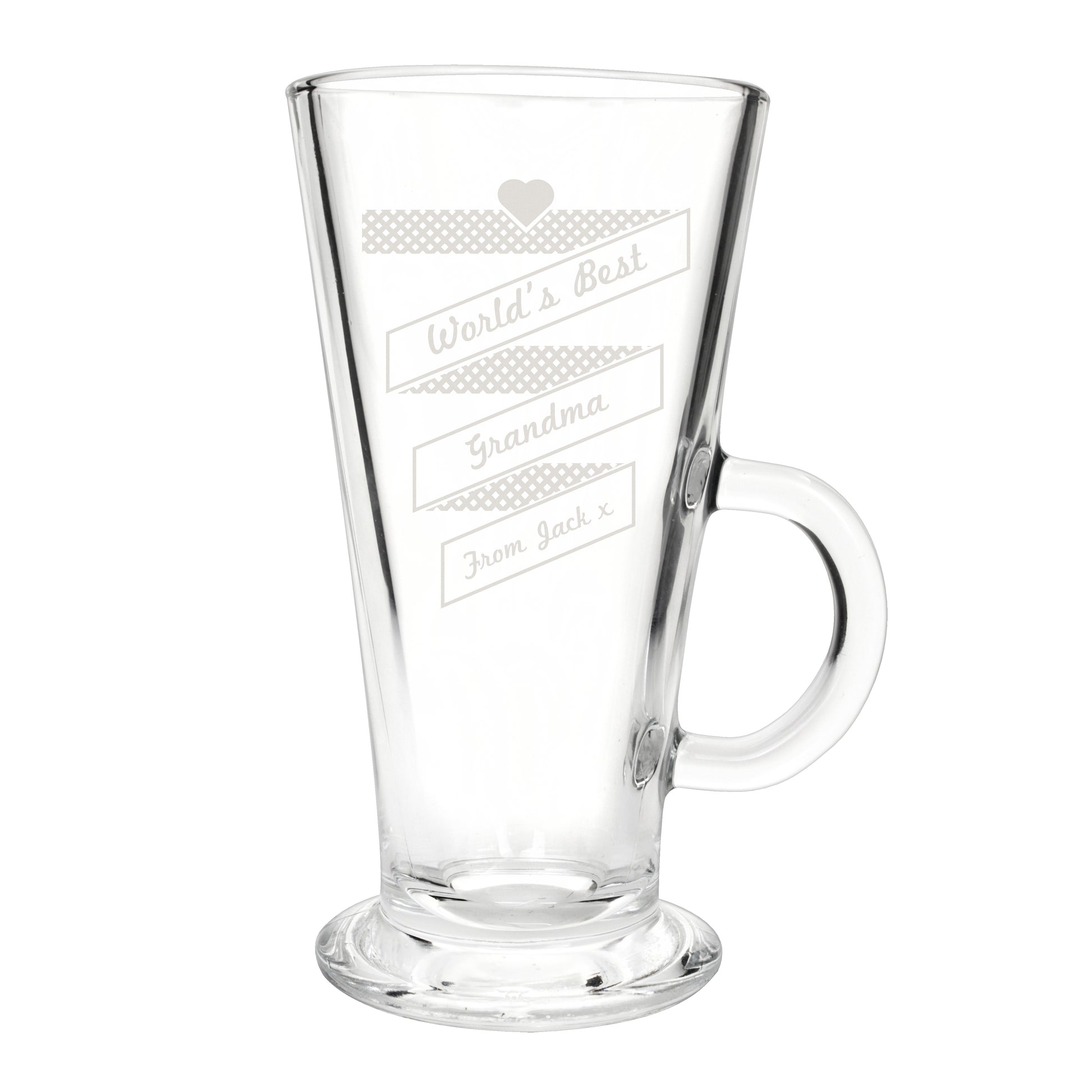 Personalised Heart Banner Latte Glass - image 2