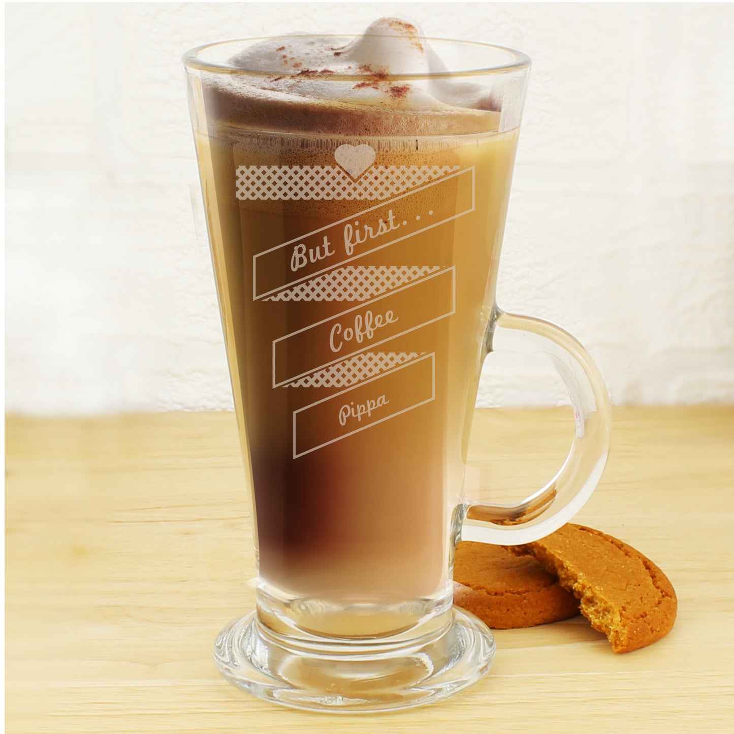 Personalised Heart Banner Latte Glass - image 4