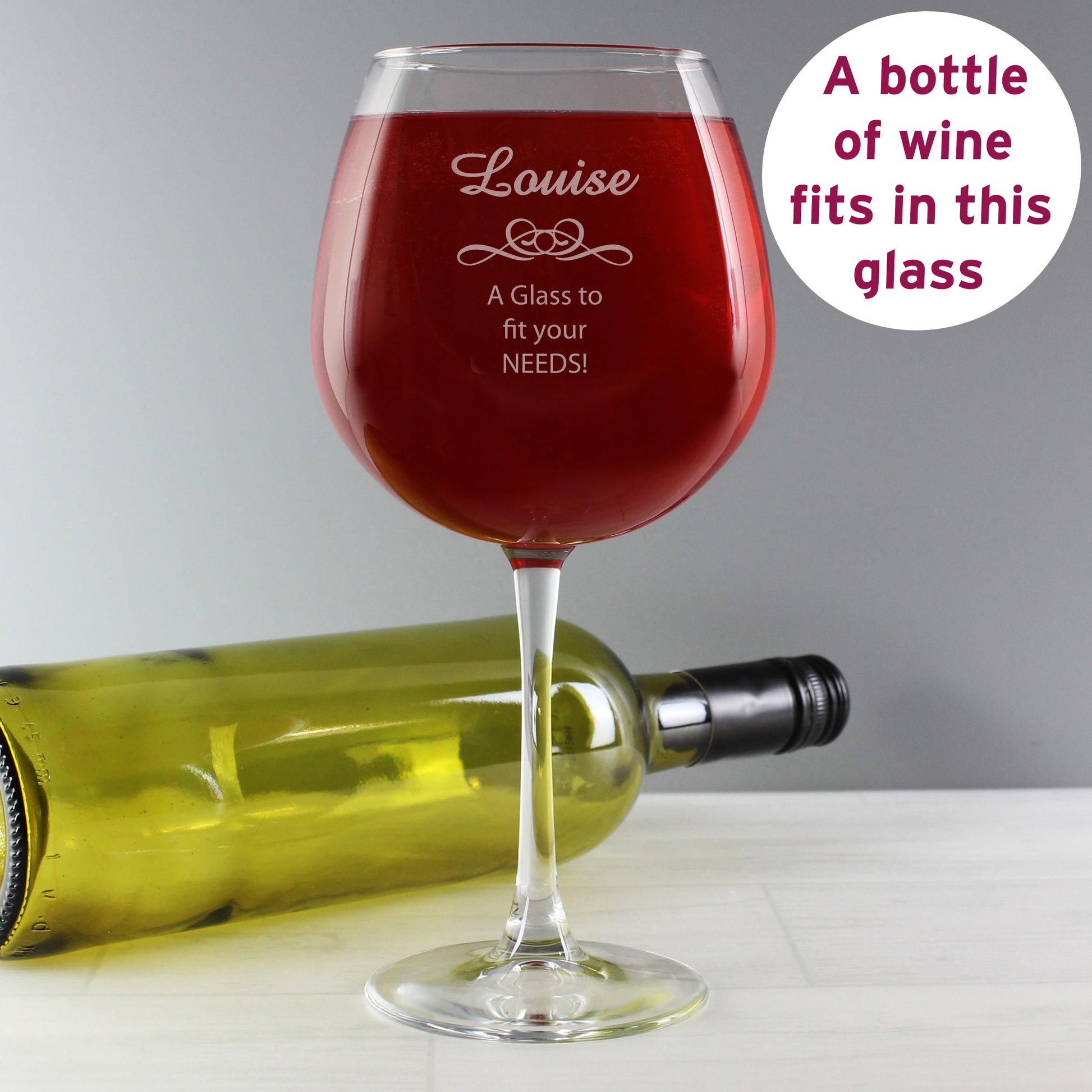 Personalised Decorative Bottle of Wine Glass from Heartfelt Gifts