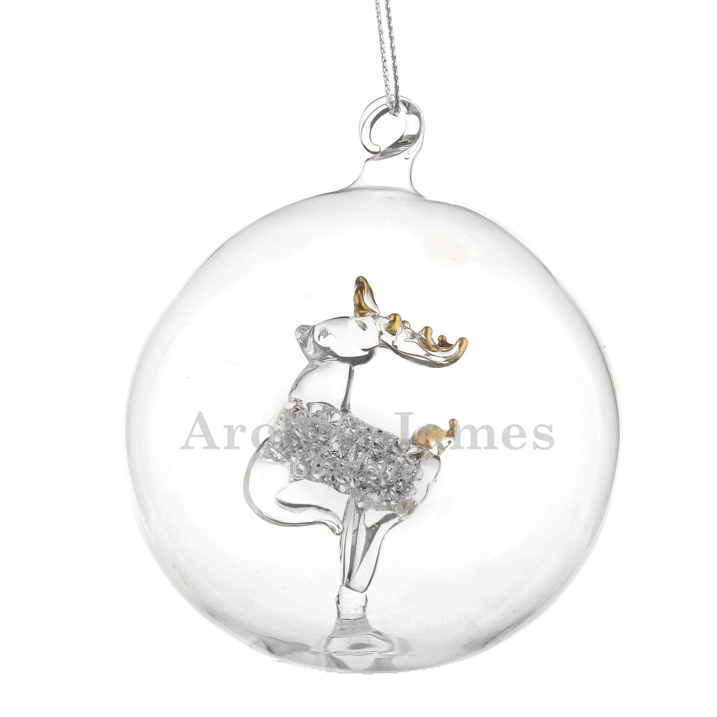Personalised Name Only Reindeer Glass Bauble - image 4