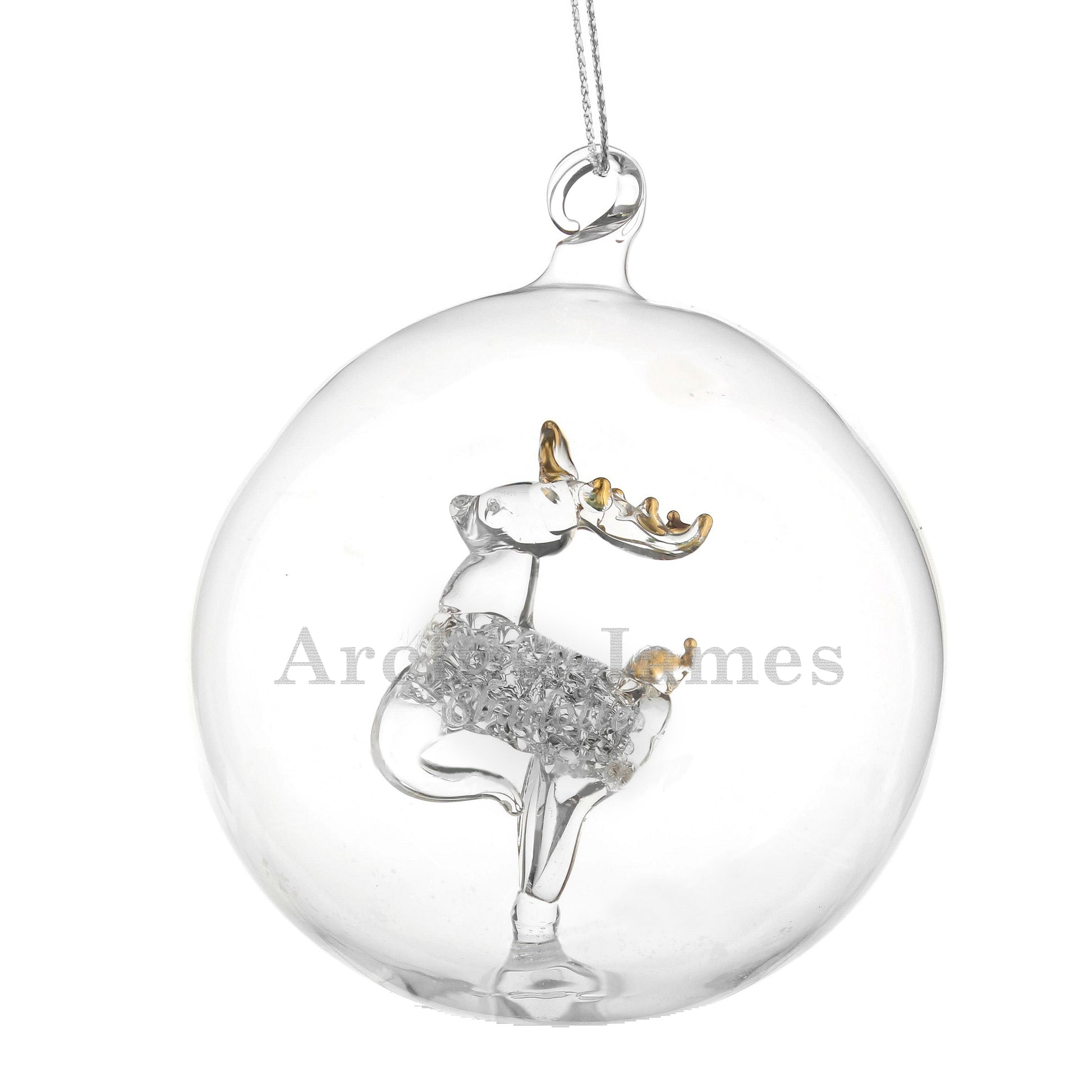 Personalised Name Only Reindeer Glass Bauble - image 4