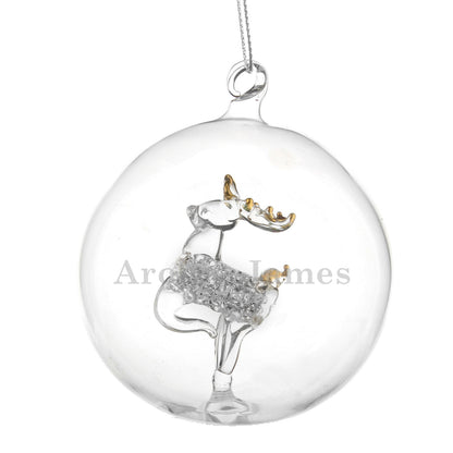 Personalised Name Only Reindeer Glass Bauble - image 4