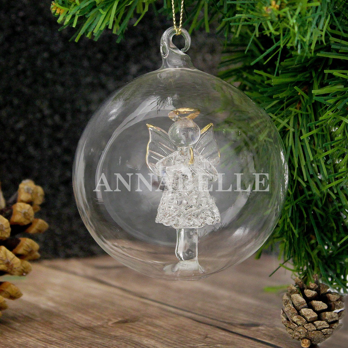 Personalised Name Only Angel Glass Bauble from Heartfelt Gifts